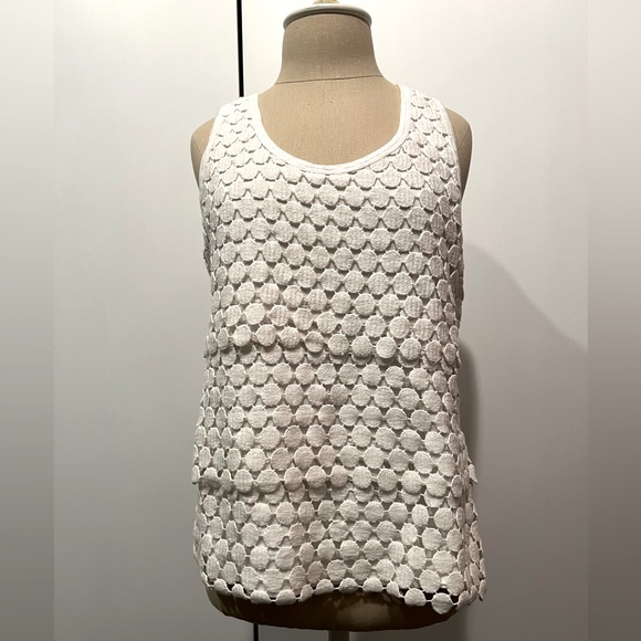 J. Crew Tops - J Crew Women’s L all cotton white top with embroidery detail layers